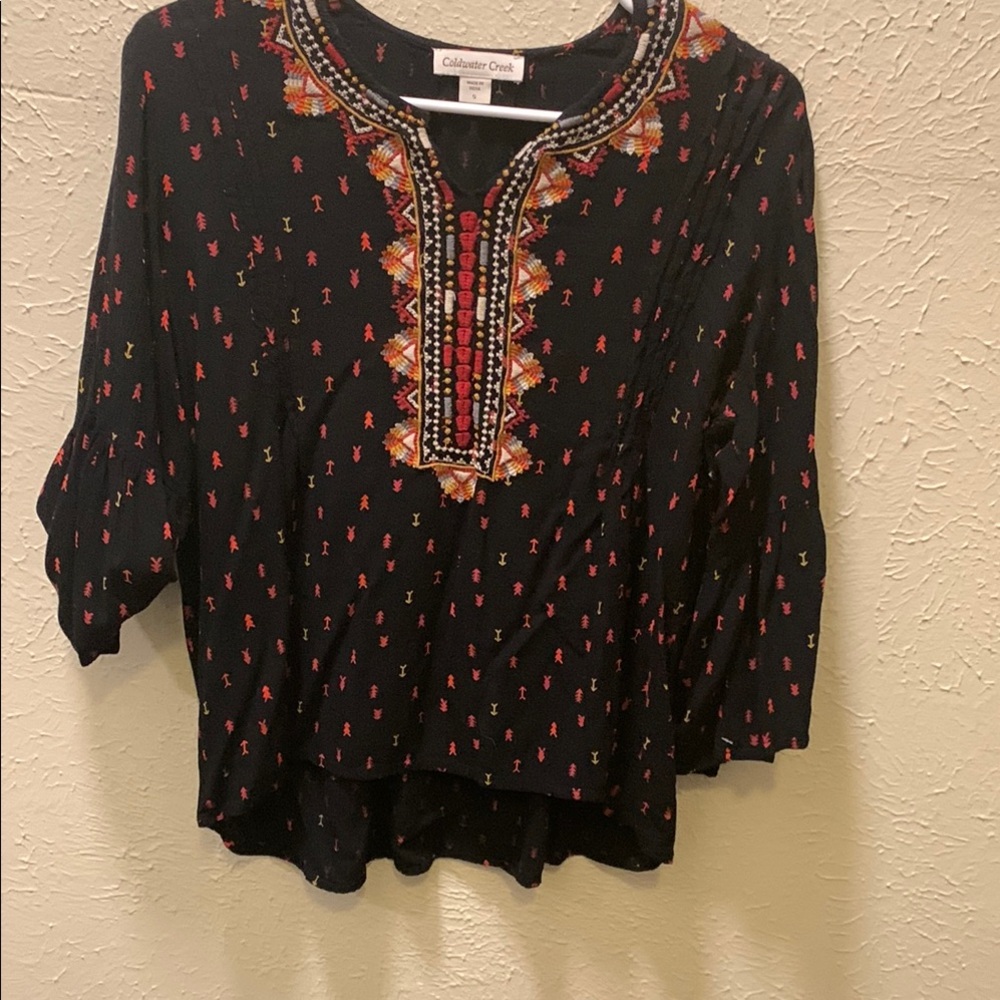 Coldwater Creek Black Relaxed Embellished Tunic
